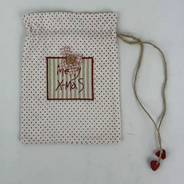 Lot of 4 Cloth Fabric Reusable Handmade Christmas Gift Bags Drawstring Closure