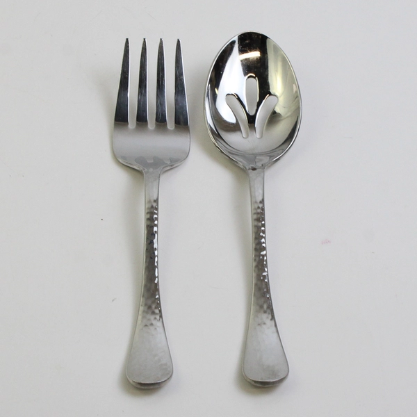 Lot Of 2 Ginkgo Lafayette (Stainless) Flatware Slotted Serving Spoons & Fork