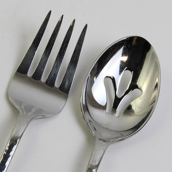 Lot Of 2 Ginkgo Lafayette (Stainless) Flatware Slotted Serving Spoons & Fork