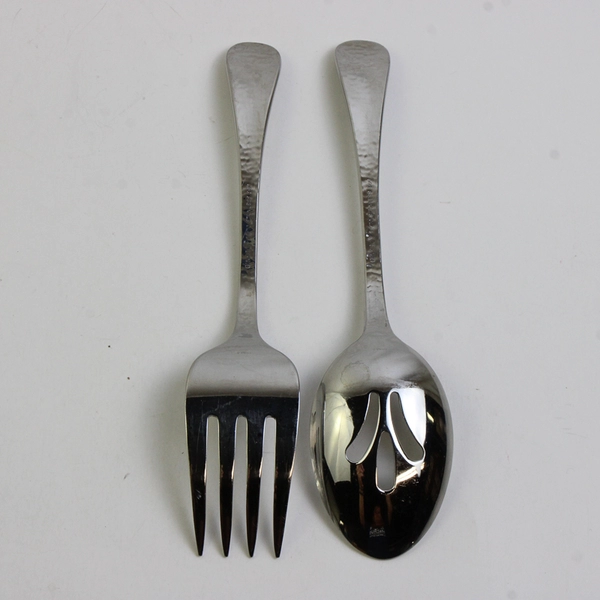 Lot Of 2 Ginkgo Lafayette (Stainless) Flatware Slotted Serving Spoons & Fork