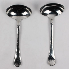 Lot Of 2 Ginkgo Lafayette (Stainless) Flatware Solid Gravy Ladles 7.25" Long