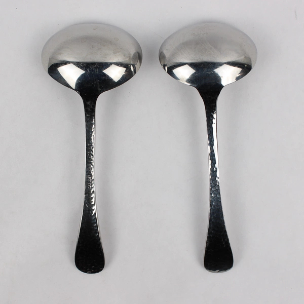 Lot Of 2 Ginkgo Lafayette (Stainless) Flatware Solid Gravy Ladles 7.25" Long