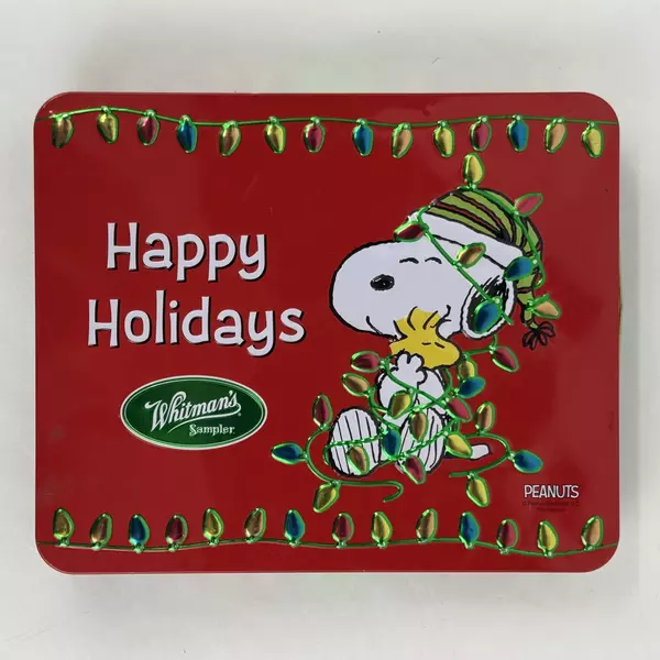Snoopy Peanuts Christmas Whitman's Tin the Peanuts Gang Lights New Red
