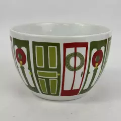 Crate & Barrel Julie Rothman 6" Holiday Serving Bowl Christmas Yule Town Doors