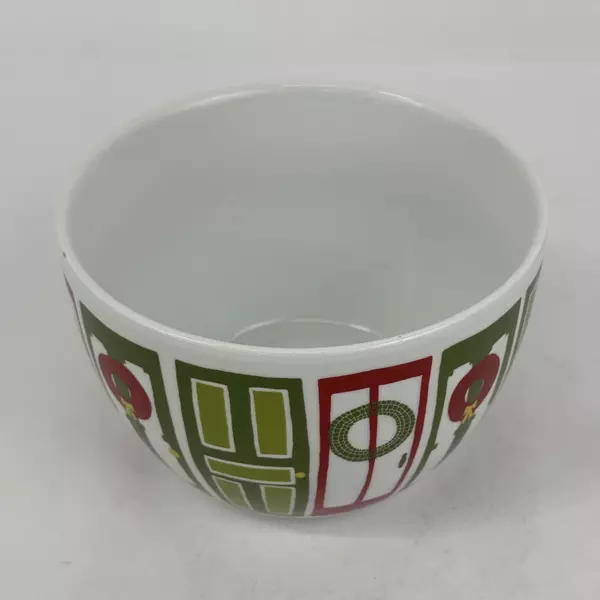 Crate & Barrel Julie Rothman 6" Holiday Serving Bowl Christmas Yule Town Doors