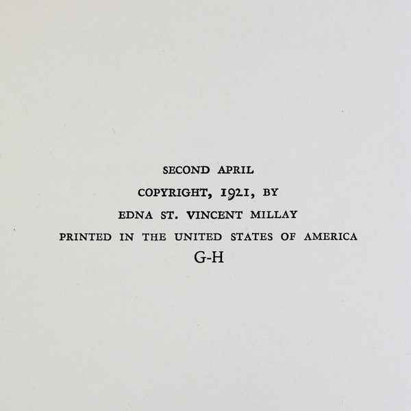 Second April by Edna St. Vincent Millay Antique Copy 1921 Hardcover Poetry