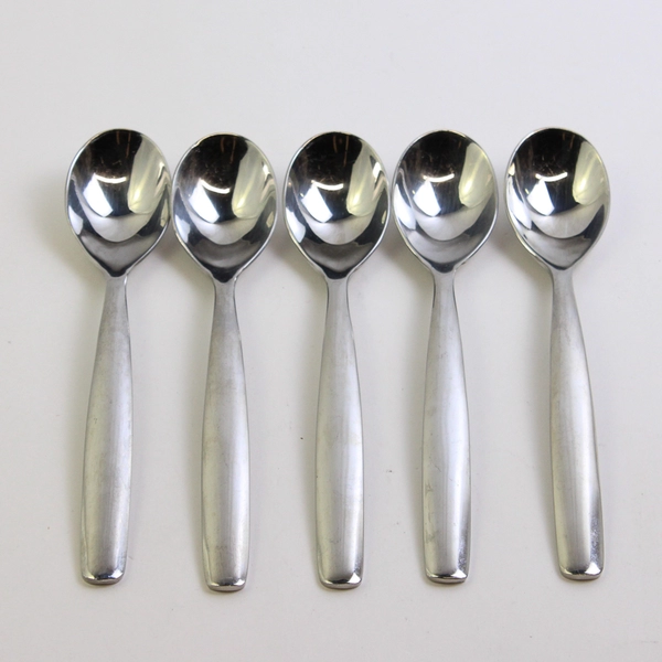 Lot 5 Ginkgo Charlie (Stainless) Flatware Place/Oval Soup Spoons