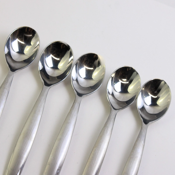 Lot 5 Ginkgo Charlie (Stainless) Flatware Place/Oval Soup Spoons