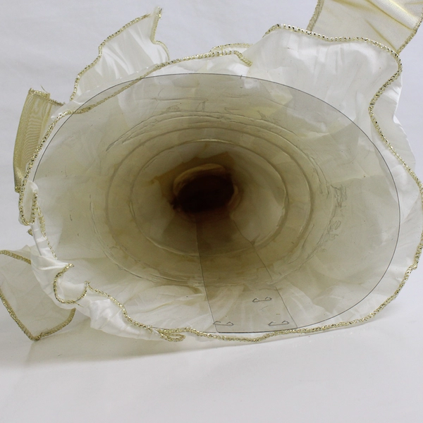 Bi-Mart Porcelain Angel Tree Topper White Silk Dress and Wings Gold Tulle Ribbon