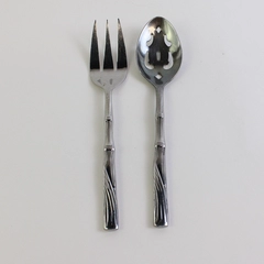 Lot Of 2 Cambridge Silver Bali (Stainless) Flatware Server Fork & Slotted Spoon