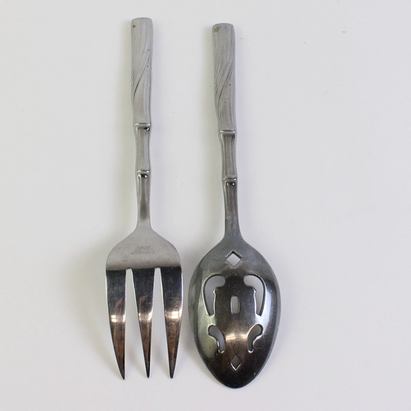 Lot Of 2 Cambridge Silver Bali (Stainless) Flatware Server Fork & Slotted Spoon