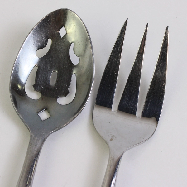 Lot Of 2 Cambridge Silver Bali (Stainless) Flatware Server Fork & Slotted Spoon