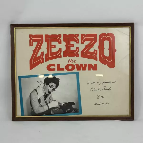 1970 Zeezo the Safeway Clown Framed And Signed Poster
