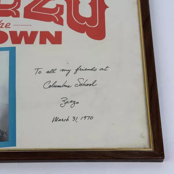1970 Zeezo the Safeway Clown Framed And Signed Poster