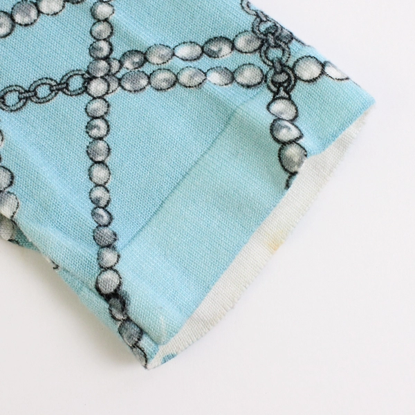 Charter Club Pearl Necklace Print Blue Cardigan Women's Size Large