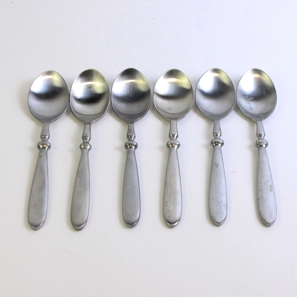 Set of 6 Cambridge Townhouse Soup Spoons Satin Stainless 7.75 inches