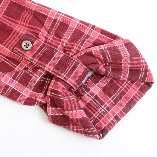 American Sweetheart Red Plaid 1/2 Button Top Lace Accent Women's Size Medium