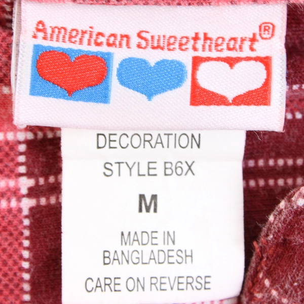 American Sweetheart Red Plaid 1/2 Button Top Lace Accent Women's Size Medium