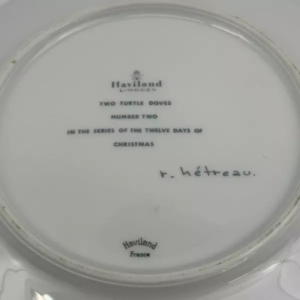 1971 Haviland Limoges Twelve Days Of Christmas Plate #2 Two Turtledoves