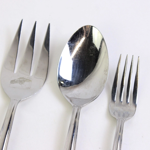 Lot Of 3 Sabatier Louvre (Stainless) Flatware Serving Spoon/Fork & Salad Fork