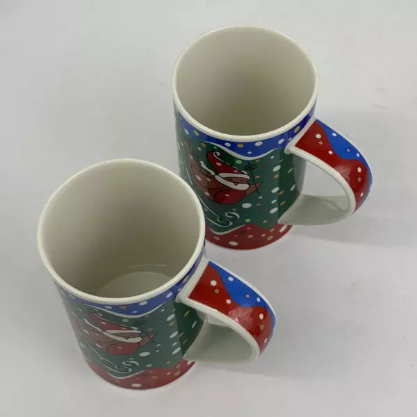 Set of 2 Dunoon Jane Heyes Snow Flurry Pattern Christmas Stoneware Coffee Mugs
