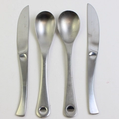 Lot Of 4 Ginkgo Disc (Stainless) Flatware 2 Steak Knives & 2 Spoon