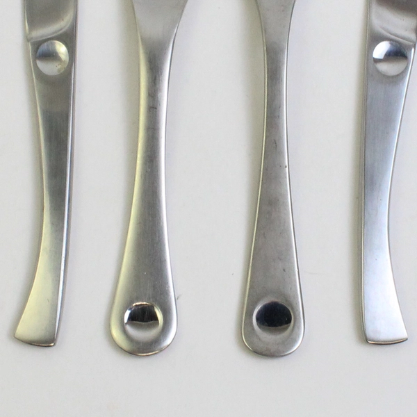 Lot Of 4 Ginkgo Disc (Stainless) Flatware 2 Steak Knives & 2 Spoon