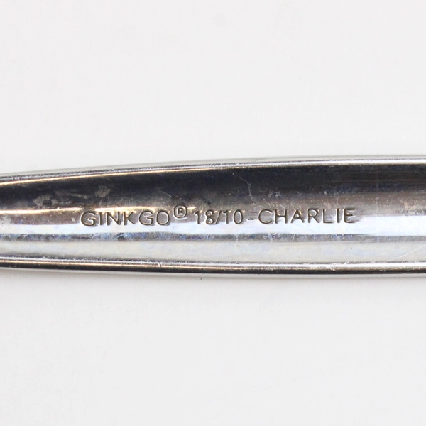Lot 5 Ginkgo Charlie (Stainless) Flatware Teaspoons 6.5" Long