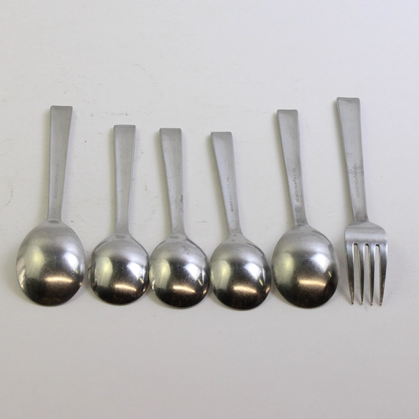 Lot Of 6 Ginkgo Merit (Stainless) Flatware 2 Soup 3 Teaspoons 1 Dinner Fork
