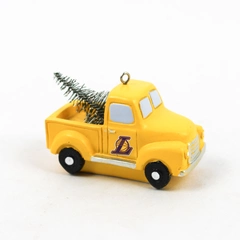 LA Los Angeles Lakers Christmas Yellow Truck With Tree Holiday