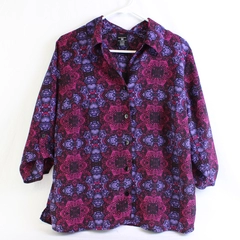 George Purple and Pink 3/4-Sleeve Blouse Women's Size 1X