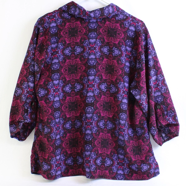 George Purple and Pink 3/4-Sleeve Blouse Women's Size 1X