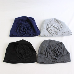 Lot of 4 Women's Skull Caps with Flower Accents One Size