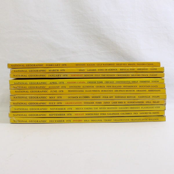 Lot of 11 1978 Vintage National Geographic Magazines Missing the October Issue