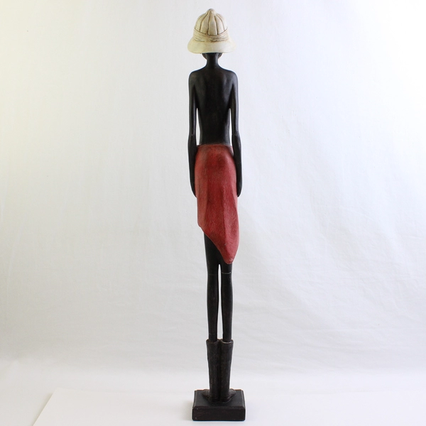 African Tribal Art Resin Figure Child With Colonizer's Helmet Congo