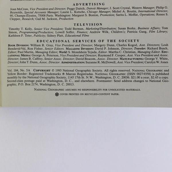 Vintage 1993 National Geographic Special Edition Magazine Titled Water