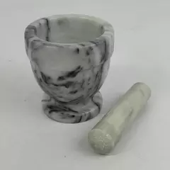Gray Marble Mortar And Pestle Medium Sized Round