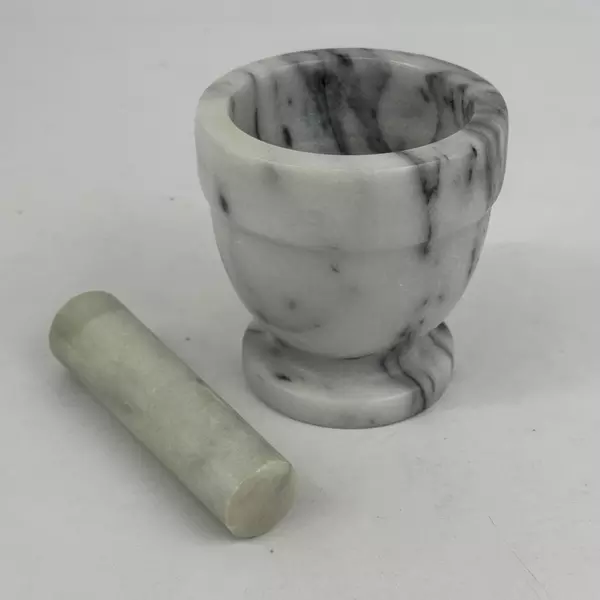 Gray Marble Mortar And Pestle Medium Sized Round