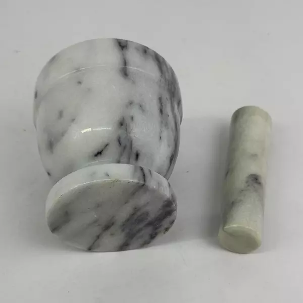 Gray Marble Mortar And Pestle Medium Sized Round