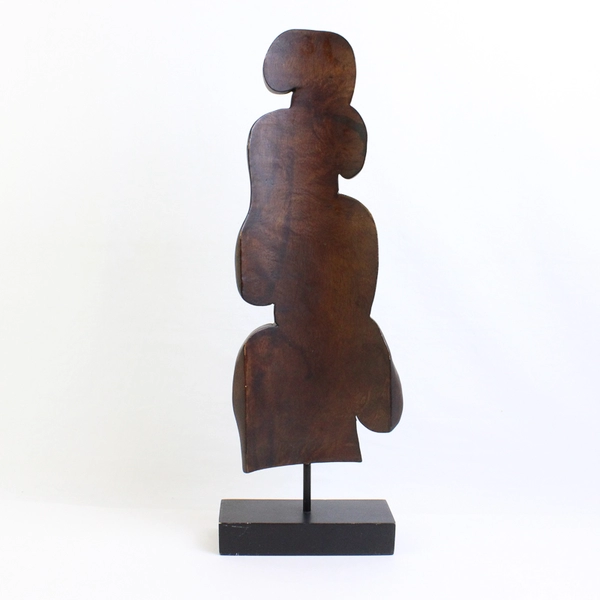 Hand-Carved Wooden Elephant Tower Sculpture 18"