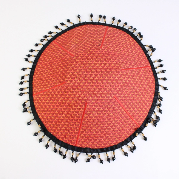 Aboriginal Tribal-Style Bird Design Decorative Fabric Basket 13"