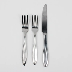 Lot Of 3 Martha Stewart Long Leaf (Stainless) Flatware 1 Dinner Knife & 2 Forks