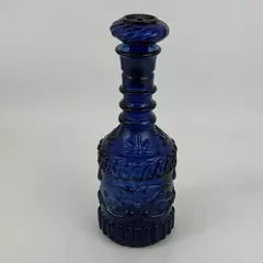 Vintage 1970s Jim Beam Cobalt Blue Embossed Liquor Bottle