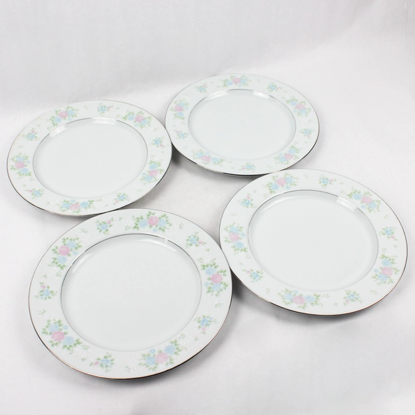 Lot Of 4 Prestige (China) China Garden Patterned Dinner Plates 10.5" Diameter