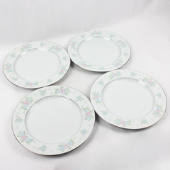 Lot Of 4 Prestige (China) China Garden Patterned Dinner Plates 10.5" Diameter