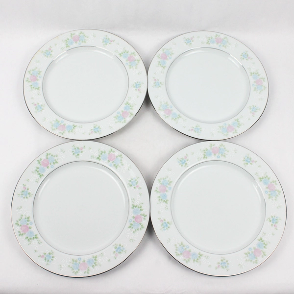 Lot Of 4 Prestige (China) China Garden Patterned Dinner Plates 10.5" Diameter