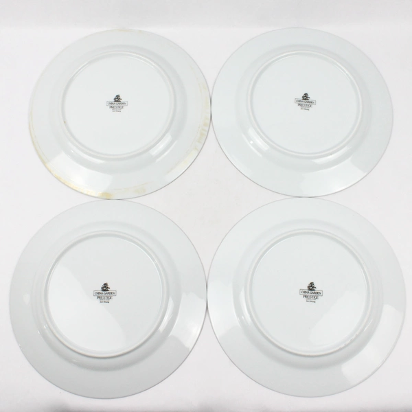 Lot Of 4 Prestige (China) China Garden Patterned Dinner Plates 10.5" Diameter