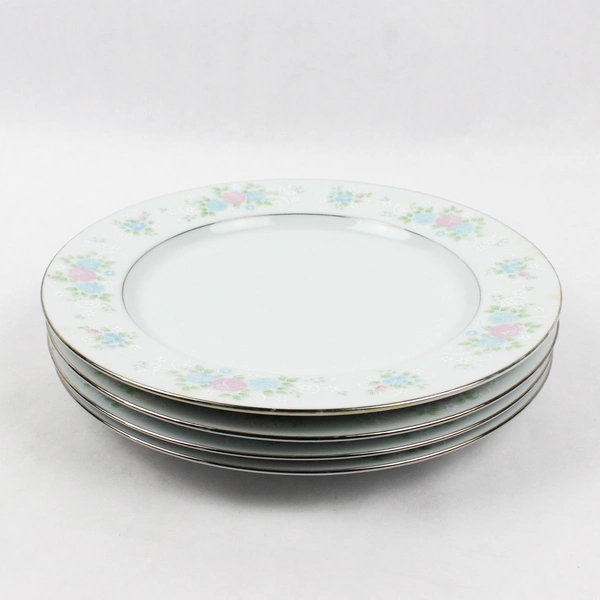 Lot Of 4 Prestige (China) China Garden Patterned Dinner Plates 10.5" Diameter