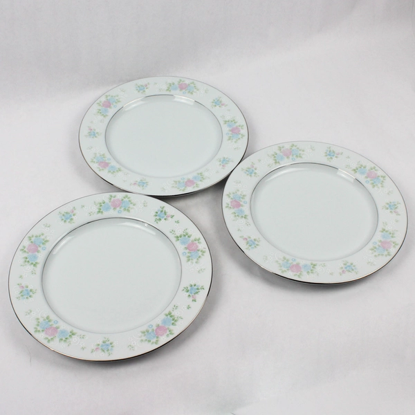 Lot Of 3 Prestige (China) China Garden Patterned Dinner Plates 10.5" Diameter