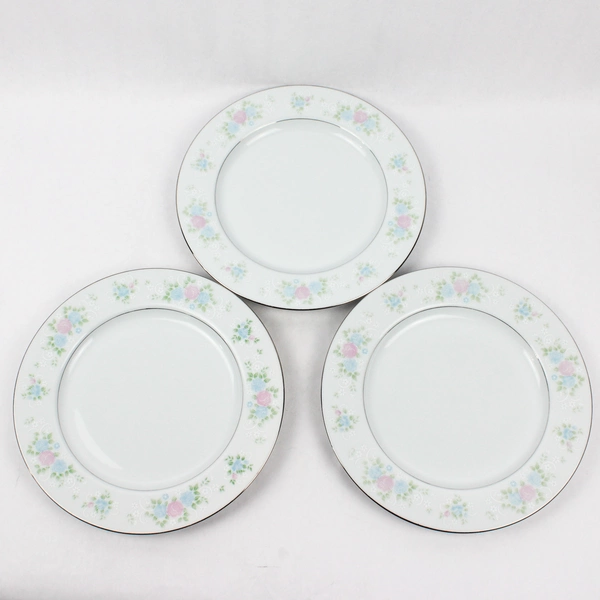 Lot Of 3 Prestige (China) China Garden Patterned Dinner Plates 10.5" Diameter